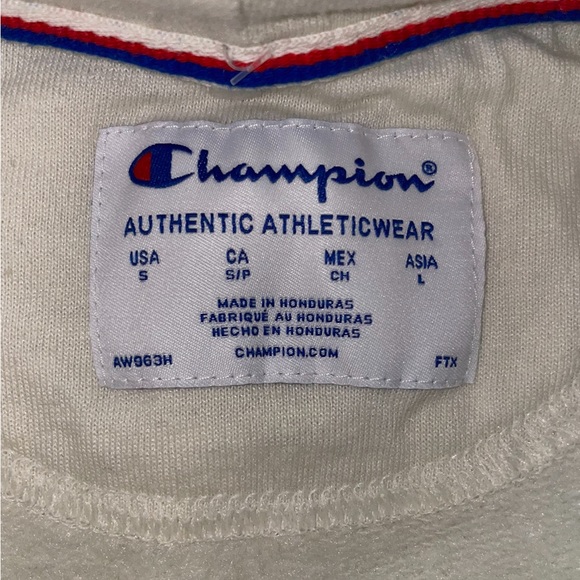 Champion Cream Hoodie with Leopard Print Logo - Picture 2 of 3